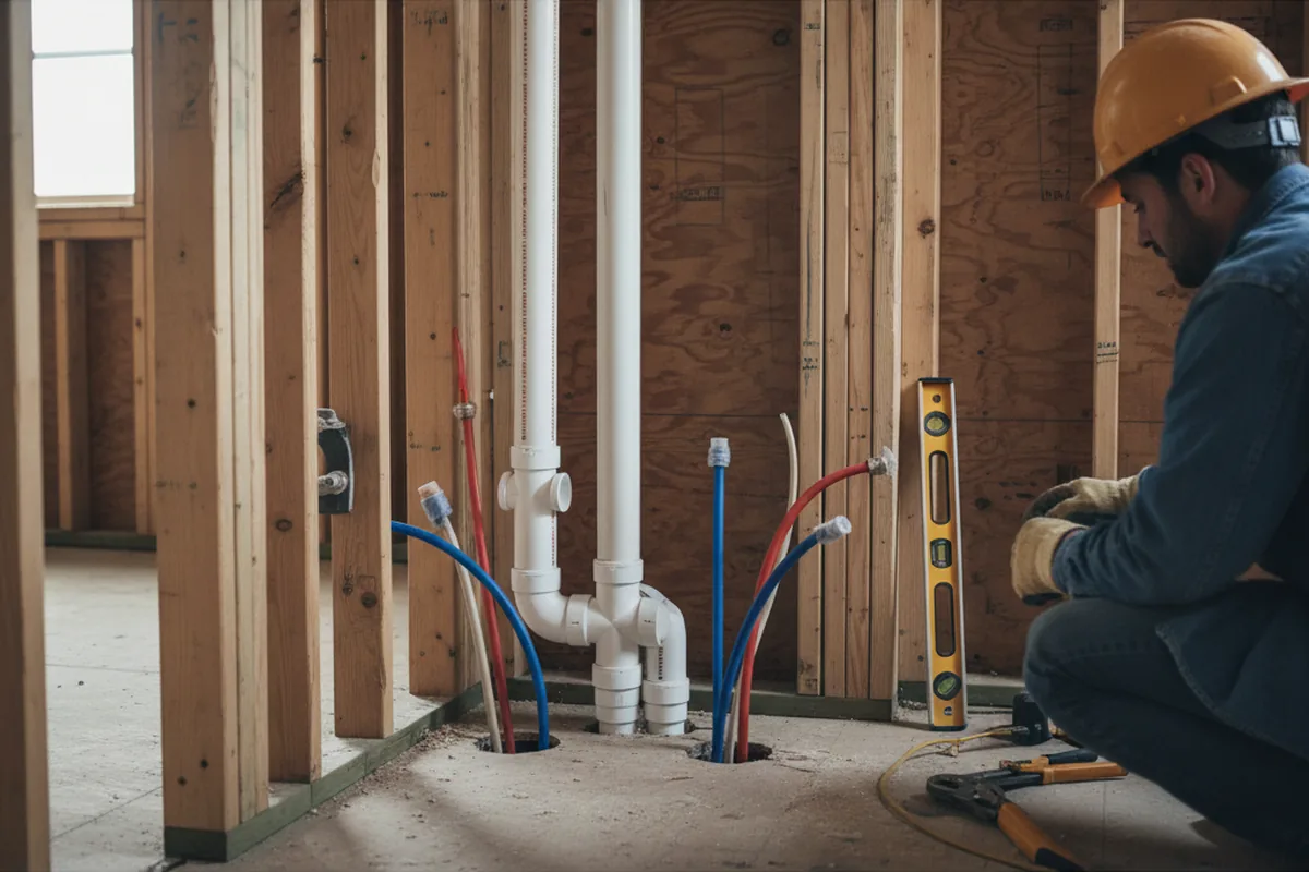 Drain and supply rough-in during Leak Detection in Nicoma Park